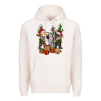 Pale Pink western christmas cows and cactuses Premium Hoodie - AdoDesignShop