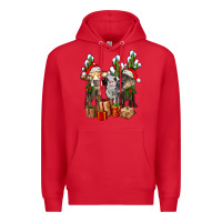 Red western christmas cows and cactuses Premium Hoodie - AdoDesignShop