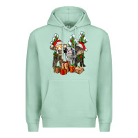 Seafoam western christmas cows and cactuses Premium Hoodie - AdoDesignShop
