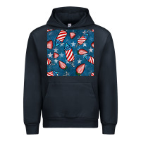 Navy 4th uf july strawberries seamless pattern Urban Hoodie - BundleAndBundleShop