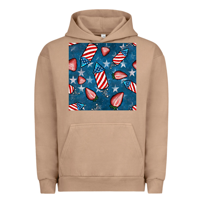 4th Uf July Strawberries Seamless Pattern Urban Hoodie by BundleAndBundleShop | Teevron