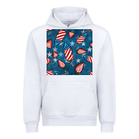 White 4th uf july strawberries seamless pattern Urban Hoodie - BundleAndBundleShop