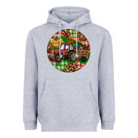 Heather Grey Christmas Farm Red Tractor Heavyweight Hoodie - RanaPortraitStore