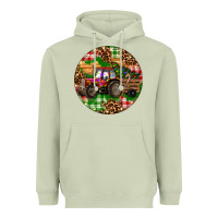 Matcha Christmas Farm Red Tractor Heavyweight Hoodie - RanaPortraitStore