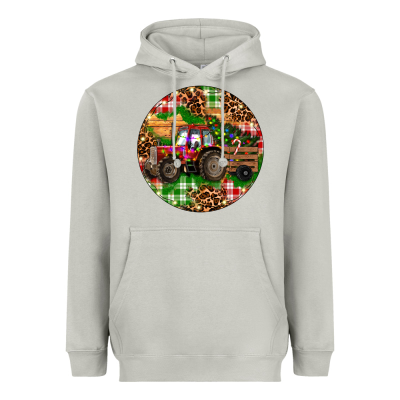 Christmas Farm Red Tractor Heavyweight Hoodie by RanaPortraitStore | Teevron