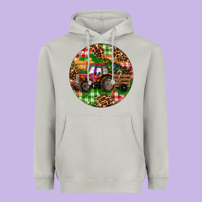 Heavyweight Hoodie Christmas Farm Red Tractor