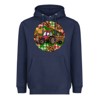 Navy Christmas Farm Red Tractor Heavyweight Hoodie - RanaPortraitStore