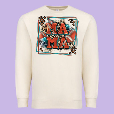 American Football Mama With Leopard Premium Sweatshirt Designed By Zillion Design Studio