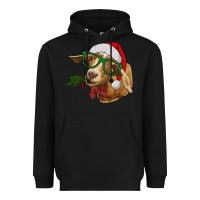 Black Christmas Glasses Goat Heavyweight Hoodie - RanaPortraitStore