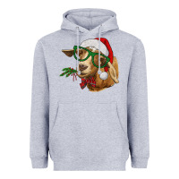 Heather Grey Christmas Glasses Goat Heavyweight Hoodie - RanaPortraitStore