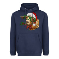 Navy Christmas Glasses Goat Heavyweight Hoodie - RanaPortraitStore