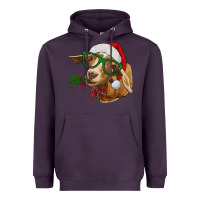 Plum Christmas Glasses Goat Heavyweight Hoodie - RanaPortraitStore