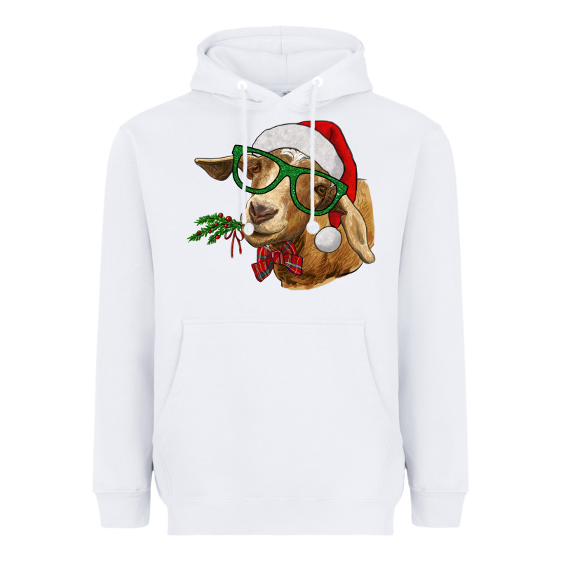 Christmas Glasses Goat Heavyweight Hoodie by RanaPortraitStore | Teevron