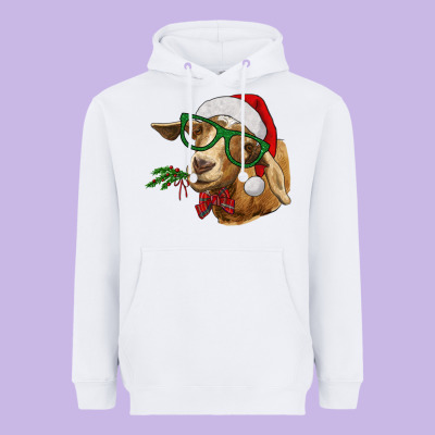 Heavyweight Hoodie Christmas Glasses Goat