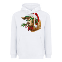 White Christmas Glasses Goat Heavyweight Hoodie - RanaPortraitStore