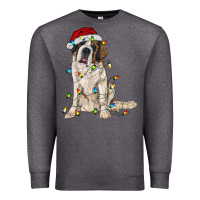 Charcoal Heather saint bernard with christmas lights Premium Sweatshirt - RanaPortraitStore