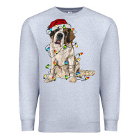 Heather Grey saint bernard with christmas lights Premium Sweatshirt - RanaPortraitStore