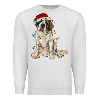 Oatmeal Heather saint bernard with christmas lights Premium Sweatshirt - RanaPortraitStore