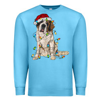 Ocean Blue saint bernard with christmas lights Premium Sweatshirt - RanaPortraitStore