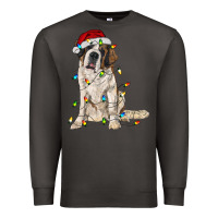 Smoke saint bernard with christmas lights Premium Sweatshirt - RanaPortraitStore