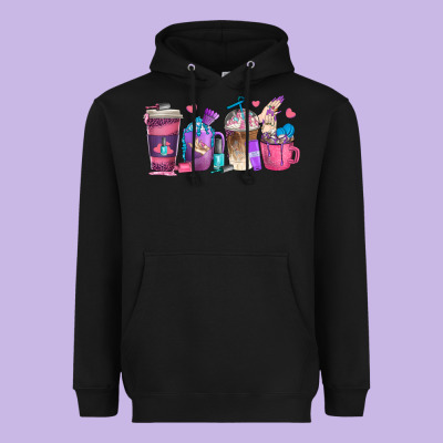 Nail Hustler Coffee Cups Heavyweight Hoodie Designed By Texasbilliewilder