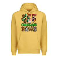 Antique Gold merry christmas paws with santa Premium Hoodie - AdoDesignShop