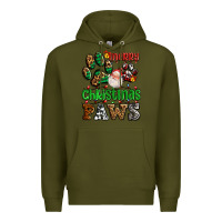 Army Green merry christmas paws with santa Premium Hoodie - AdoDesignShop