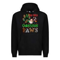 Black merry christmas paws with santa Premium Hoodie - AdoDesignShop
