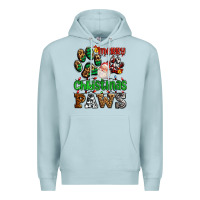 Blue Mist merry christmas paws with santa Premium Hoodie - AdoDesignShop