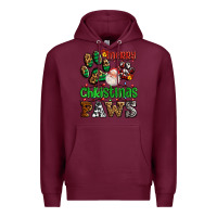 Burgundy merry christmas paws with santa Premium Hoodie - AdoDesignShop