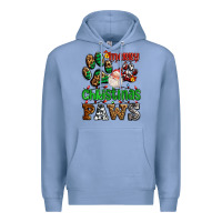 Colony Blue merry christmas paws with santa Premium Hoodie - AdoDesignShop