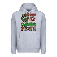 Heather Grey merry christmas paws with santa Premium Hoodie - AdoDesignShop