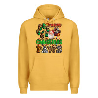 Mustard merry christmas paws with santa Premium Hoodie - AdoDesignShop