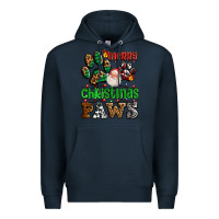 Navy merry christmas paws with santa Premium Hoodie - AdoDesignShop