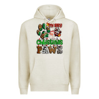 Oatmeal Heather merry christmas paws with santa Premium Hoodie - AdoDesignShop