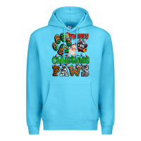 Ocean Blue merry christmas paws with santa Premium Hoodie - AdoDesignShop