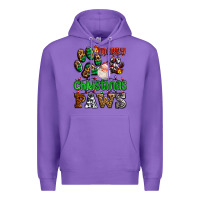 Purple merry christmas paws with santa Premium Hoodie - AdoDesignShop