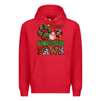 Red merry christmas paws with santa Premium Hoodie - AdoDesignShop