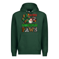Sports Green merry christmas paws with santa Premium Hoodie - AdoDesignShop