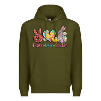 Army Green peace love easter Premium Hoodie - AdoDesignShop