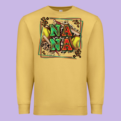 Softball Nana With Leopard Premium Sweatshirt Designed By Zillion Design Studio