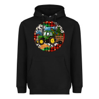 Black Christmas Farm Tractor Heavyweight Hoodie - RanaPortraitStore