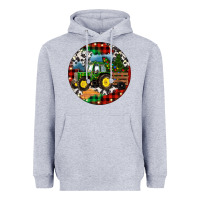 Heather Grey Christmas Farm Tractor Heavyweight Hoodie - RanaPortraitStore