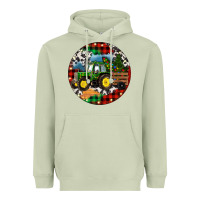Matcha Christmas Farm Tractor Heavyweight Hoodie - RanaPortraitStore