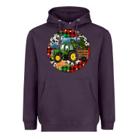 Plum Christmas Farm Tractor Heavyweight Hoodie - RanaPortraitStore