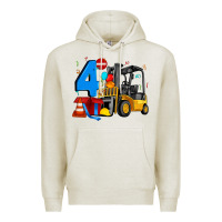Oatmeal Heather forklift birthday four Premium Hoodie - Artiststas