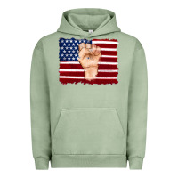 Pigment Oil Green american flag with hand Urban Hoodie - Artiststas