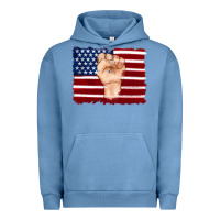 Pigment Pebble Blue american flag with hand Urban Hoodie - Artiststas