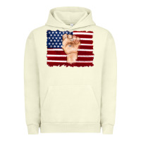 Pigment Pistachio american flag with hand Urban Hoodie - Artiststas