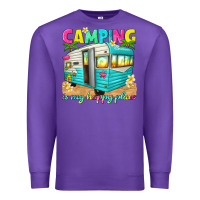 Purple camping is my happy place Premium Sweatshirt - texasbilliewilder